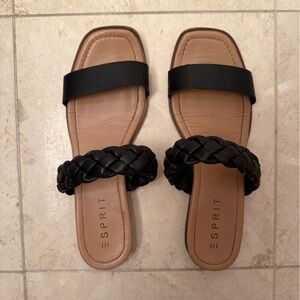 Black Braided Slide Sandals - size 10